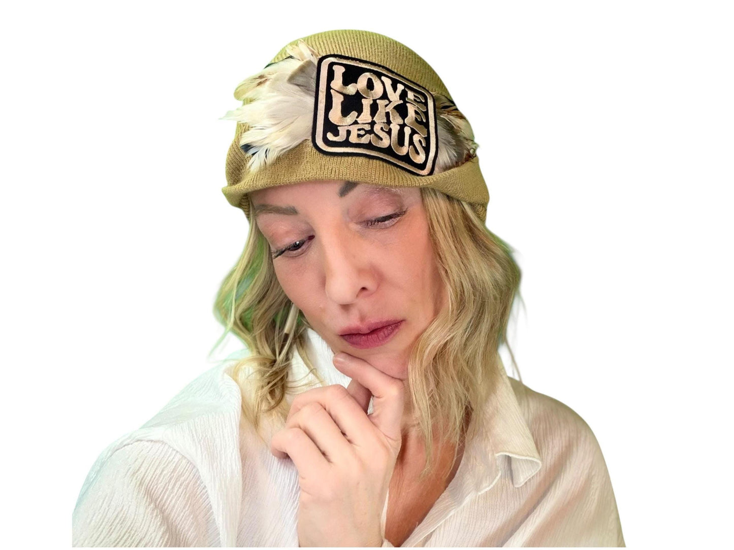 NEW Style Statement “Love Like Jesus” Patchwork Jeweled Fashionable Winter Hat