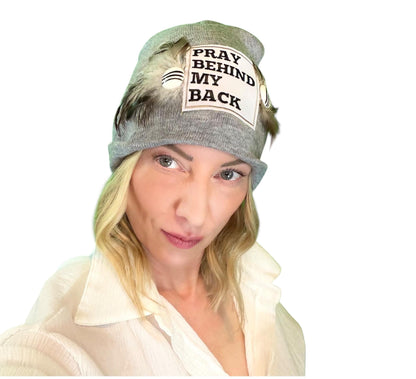 NEW Style Statement “Pray Behind My Back” Patchwork Jeweled Fashionable Winter Hat