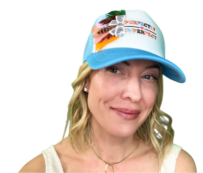 NEW Style Statement “Perfectly Imperfect” Patchwork Jeweled Trucker Hat