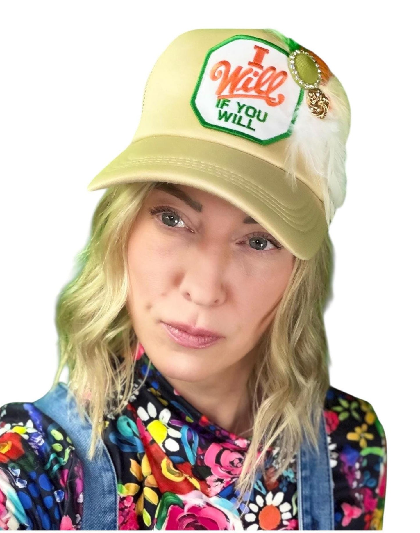 NEW Style Statement “I Will If You Will” Patchwork Jeweled Trucker Hat