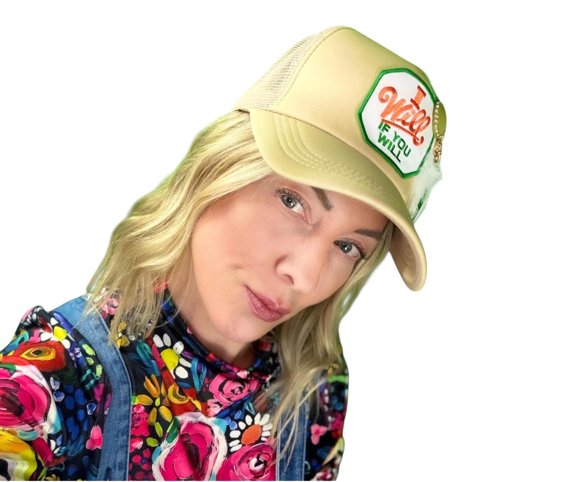 NEW Style Statement “I Will If You Will” Patchwork Jeweled Trucker Hat