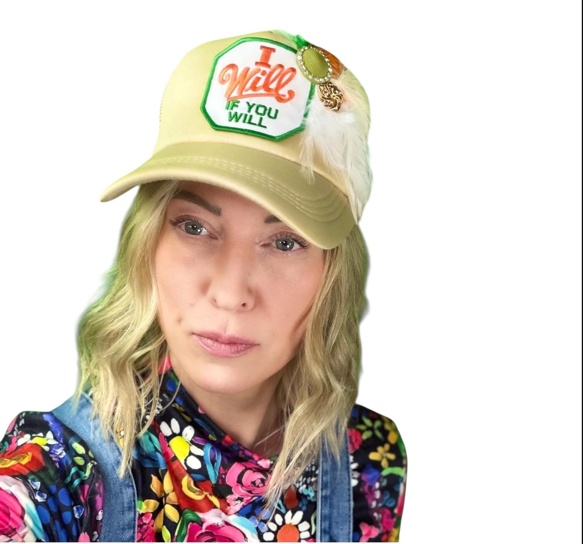 NEW Style Statement “I Will If You Will” Patchwork Jeweled Trucker Hat
