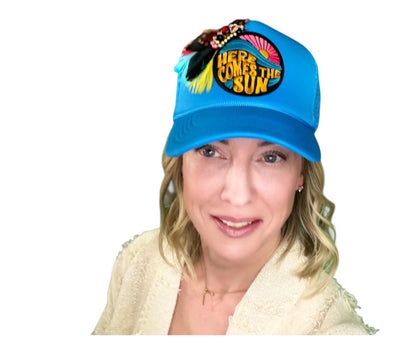 NEW Style Statement “Here Comes The Sun” Patchwork Jeweled Trucker Hat
