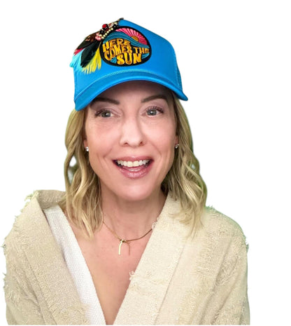 NEW Style Statement “Here Comes The Sun” Patchwork Jeweled Trucker Hat