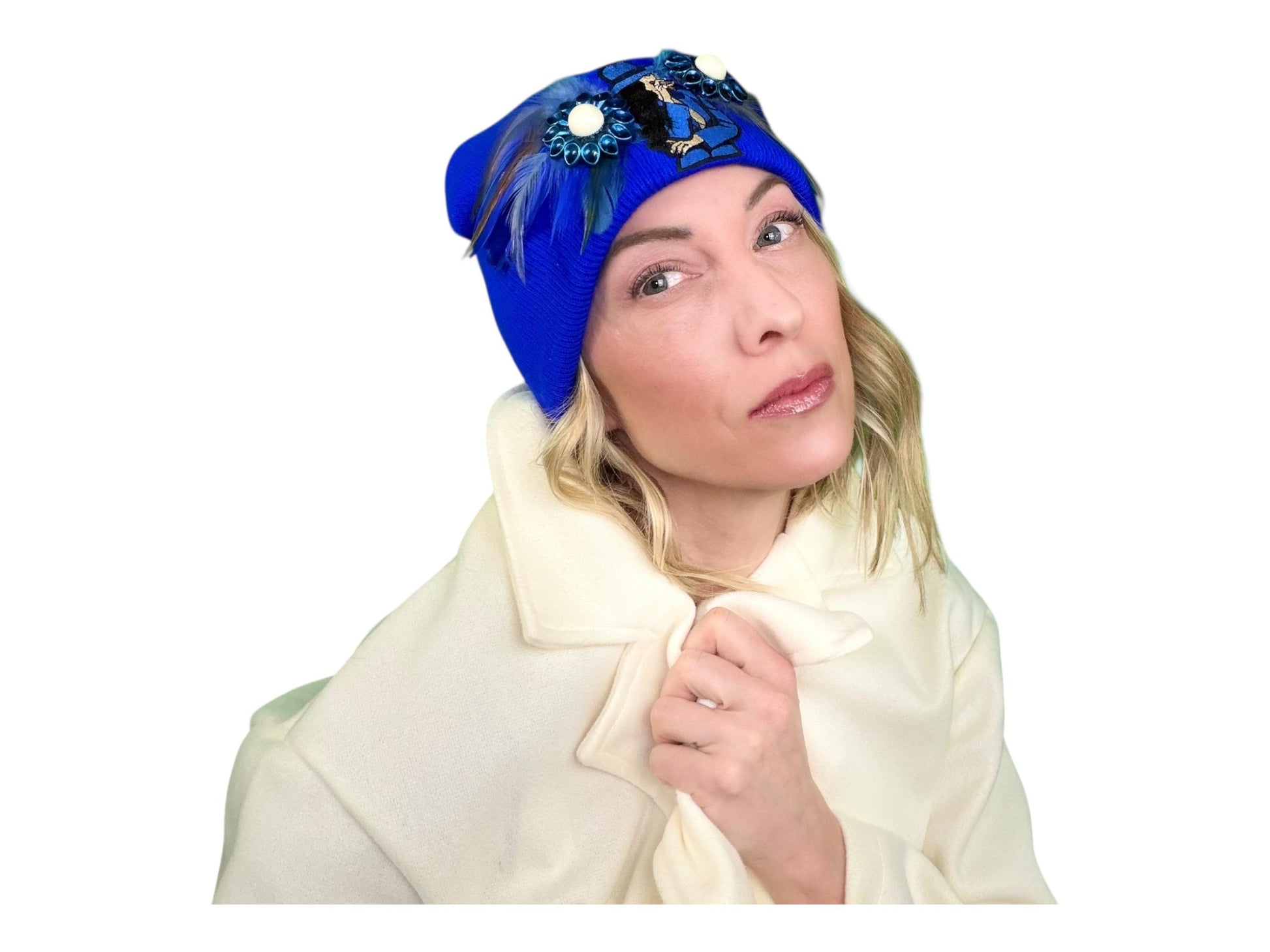 NEW Style Statement “Cigar Woman” Patchwork Jeweled Fashionable Avant-Garde Winter Hat