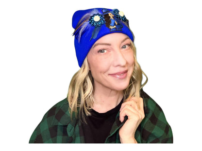 NEW Style Statement “Cigar Woman” Patchwork Jeweled Fashionable Avant-Garde Winter Hat