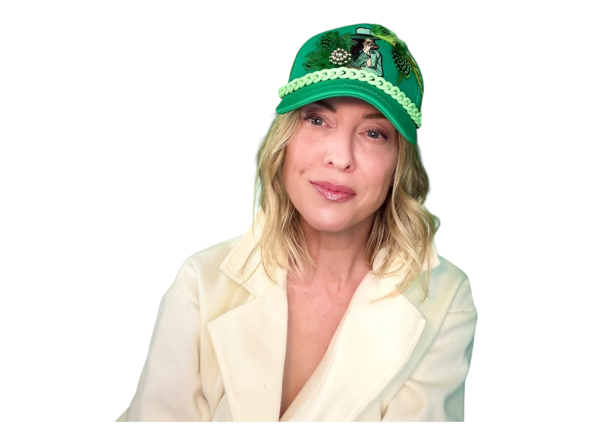 NEW Style Statement “Cigar Woman” Patchwork Jeweled Fashionable Avant-Garde Turcker Hat