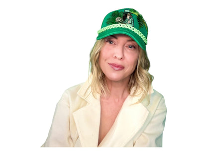 NEW Style Statement “Cigar Woman” Patchwork Jeweled Fashionable Avant-Garde Turcker Hat