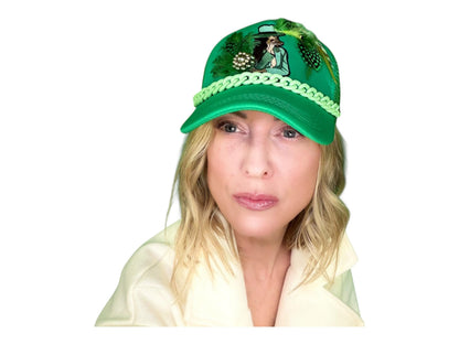 NEW Style Statement “Cigar Woman” Patchwork Jeweled Fashionable Avant-Garde Turcker Hat