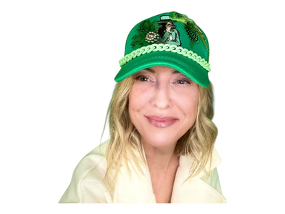 NEW Style Statement “Cigar Woman” Patchwork Jeweled Fashionable Avant-Garde Turcker Hat