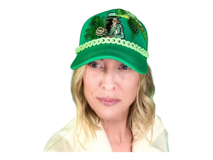NEW Style Statement “Cigar Woman” Patchwork Jeweled Fashionable Avant-Garde Turcker Hat