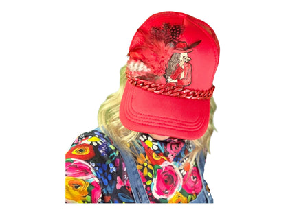 NEW Style Statement “Cigar Woman” Patchwork Jeweled Fashionable Avant-Garde Turcker Hat