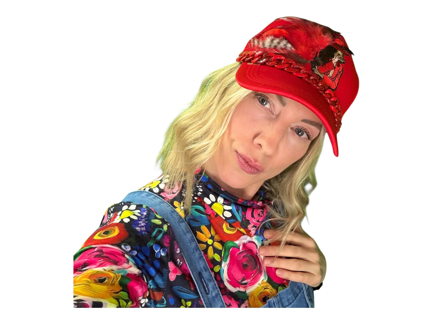 NEW Style Statement “Cigar Woman” Patchwork Jeweled Fashionable Avant-Garde Turcker Hat