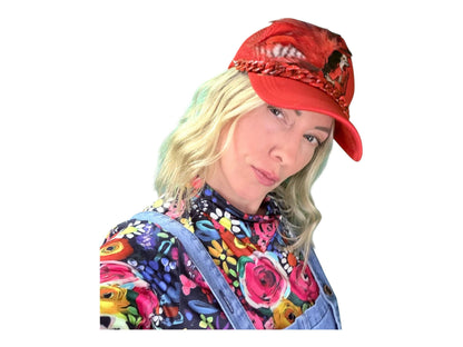 NEW Style Statement “Cigar Woman” Patchwork Jeweled Fashionable Avant-Garde Turcker Hat