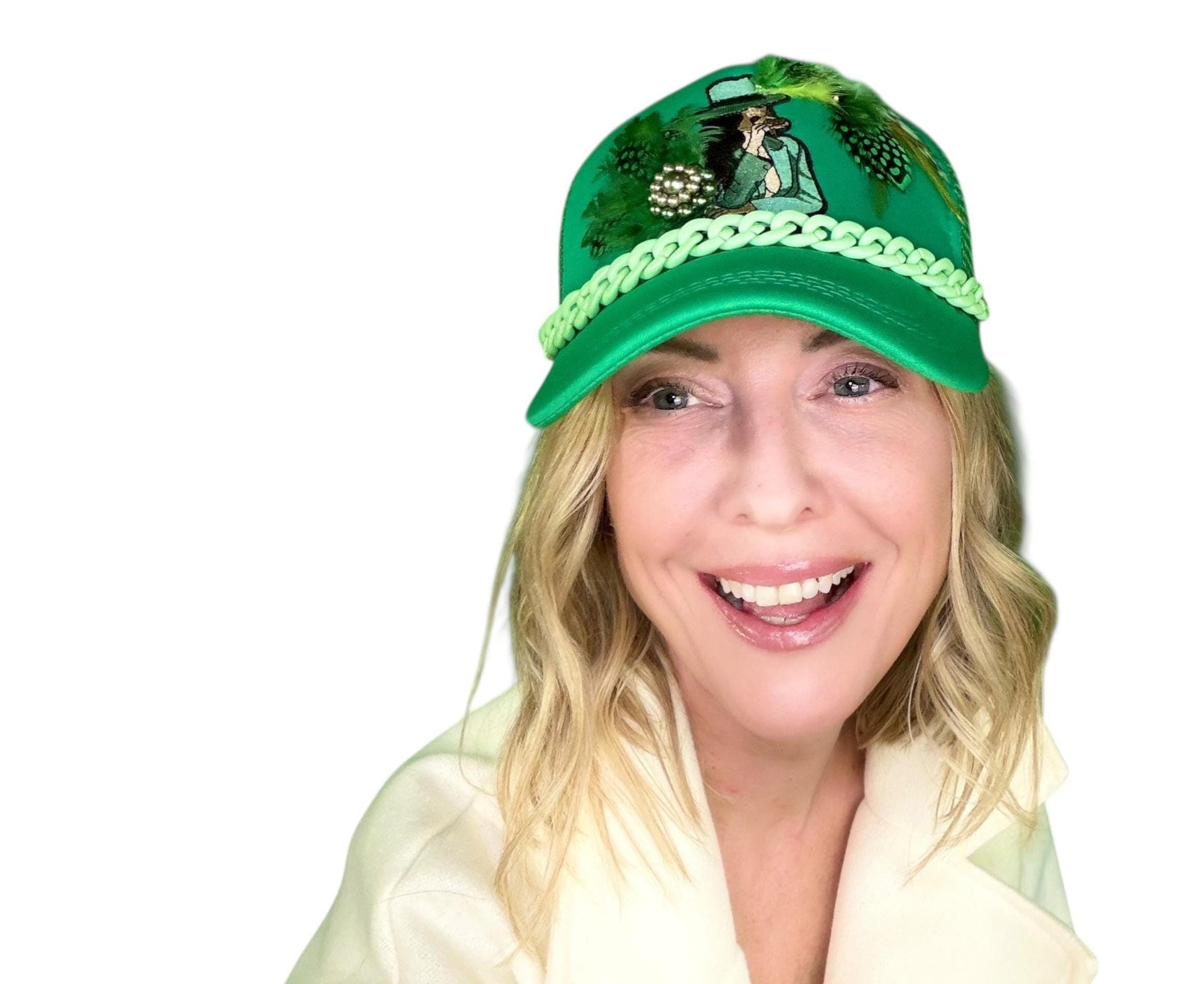 NEW Style Statement “Cigar Woman” Patchwork Jeweled Fashionable Avant-Garde Turcker Hat