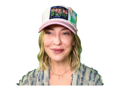 NEW Style Statement “LIVING PROOF” Patchwork Jeweled Avant-Garde Fashionable Trucker Hat