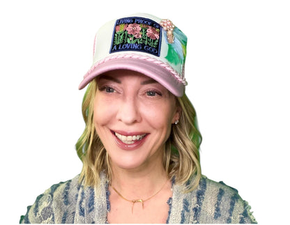 NEW Style Statement “LIVING PROOF” Patchwork Jeweled Avant-Garde Fashionable Trucker Hat