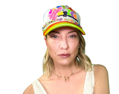 NEW Style Statement “HUSTLE” Patchwork Jeweled Bougie Trucker Hat