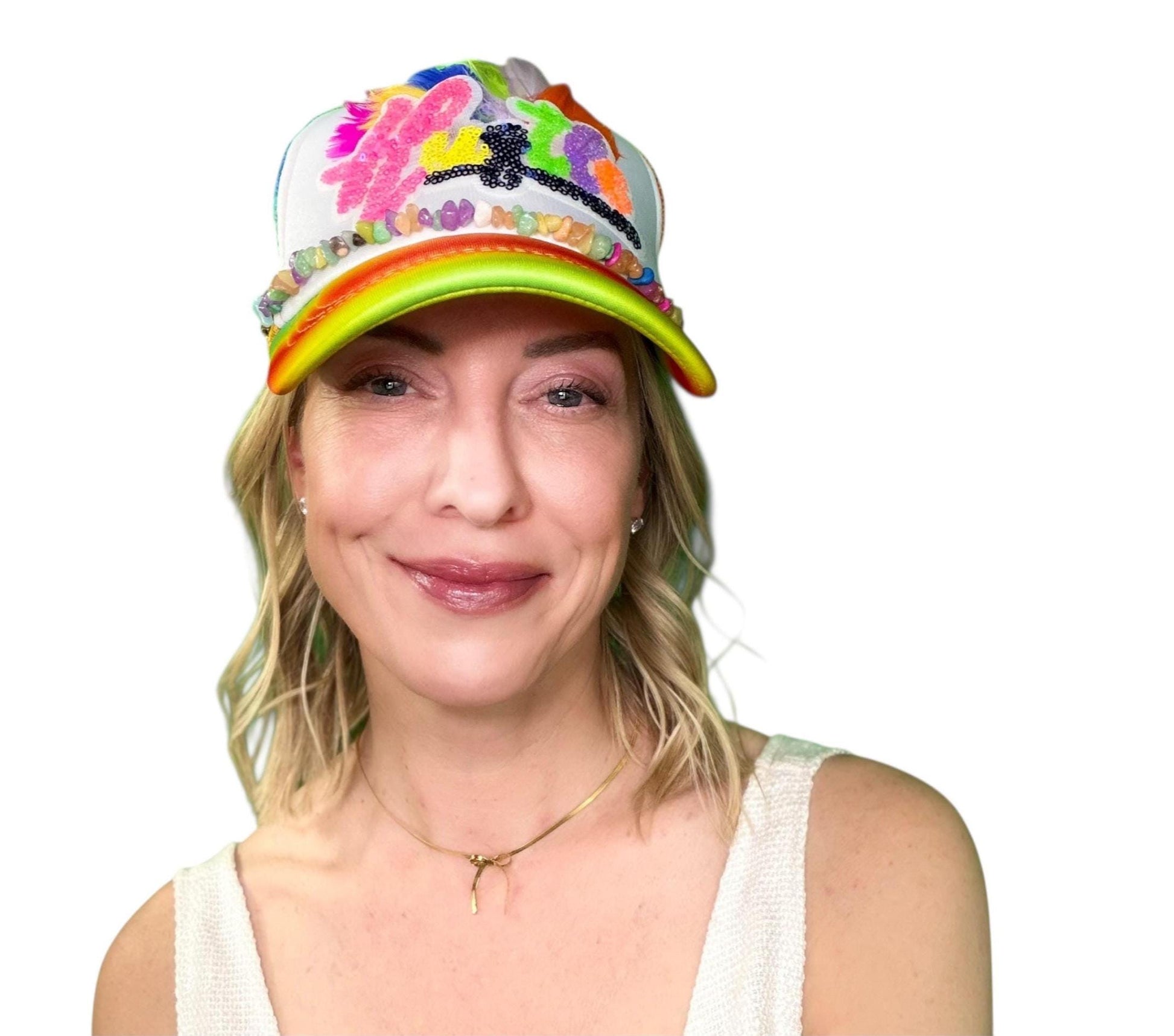NEW Style Statement “HUSTLE” Patchwork Jeweled Bougie Trucker Hat