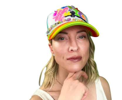 NEW Style Statement “HUSTLE” Patchwork Jeweled Bougie Trucker Hat