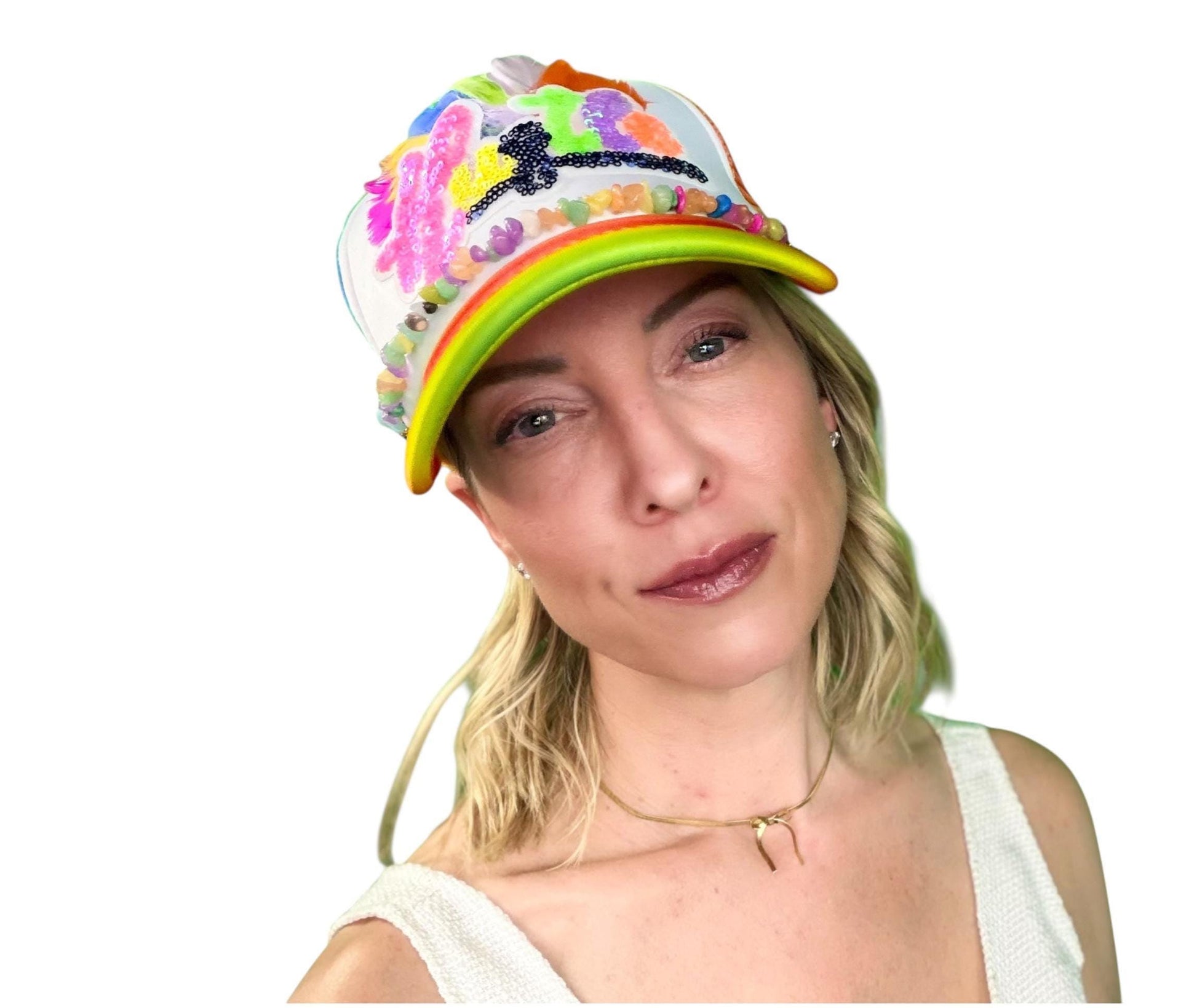 NEW Style Statement “HUSTLE” Patchwork Jeweled Bougie Trucker Hat