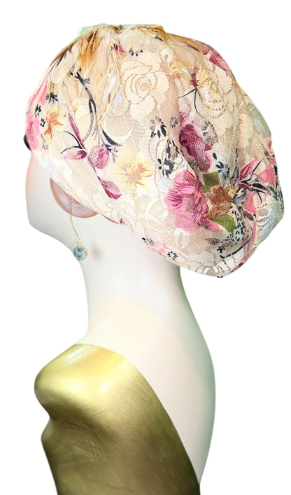 Cashmere Crème Statement Floral Lace Flapper - Vintage Jeweled & Feathered Designer Collectible Accessory