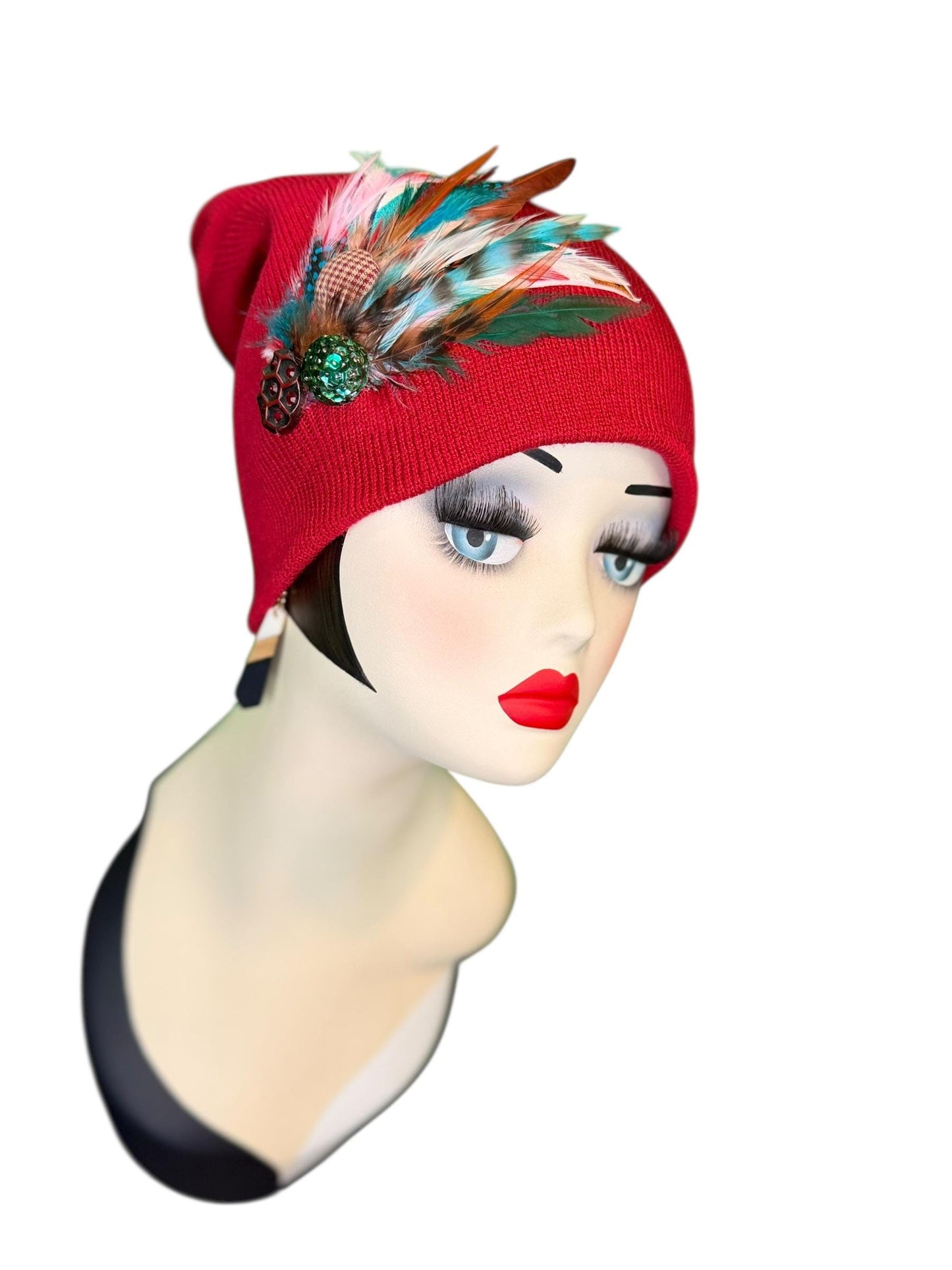 Emerald Fields Statement Patchwork Flapper - Embellished Vintage Jeweled & Feathered All Season Wearables