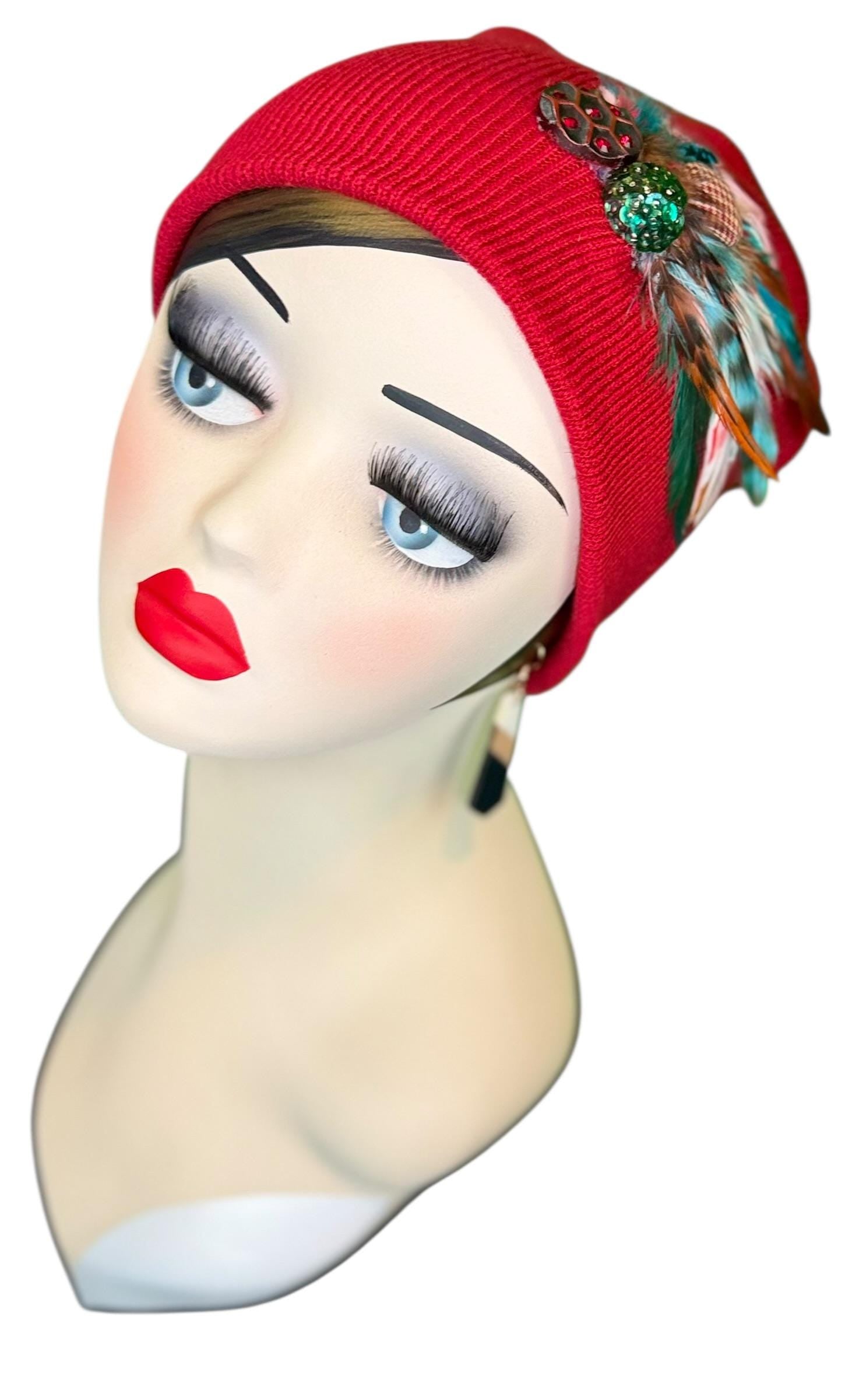 Emerald Fields Statement Patchwork Flapper - Embellished Vintage Jeweled & Feathered All Season Wearables
