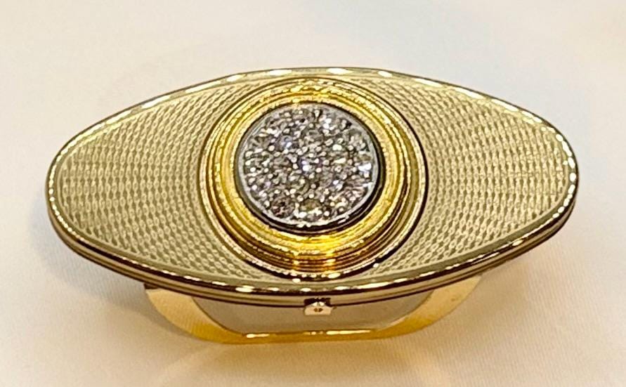Rare Gold Enamel Floral Heart Filigree Detailed Vintage Lip Balm Mirror Ring