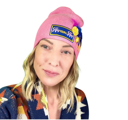 NEW Style Statement “HEY Girl HEY” Patchwork Jeweled Designer Winter Hat