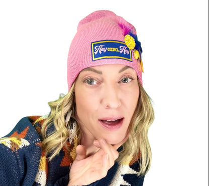 NEW Style Statement “HEY Girl HEY” Patchwork Jeweled Designer Winter Hat