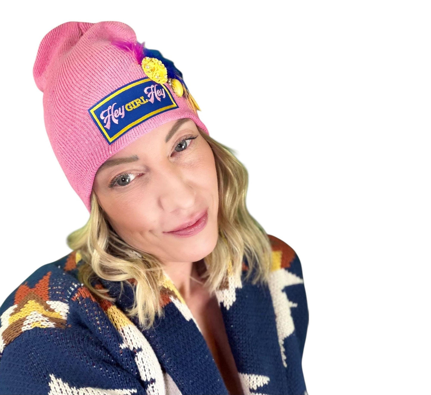 NEW Style Statement “HEY Girl HEY” Patchwork Jeweled Designer Winter Hat