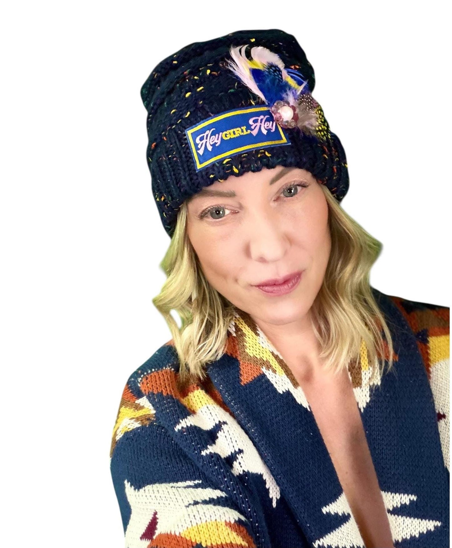 NEW Style Statement “HEY Girl HEY” Patchwork Jeweled Designer Winter Hat