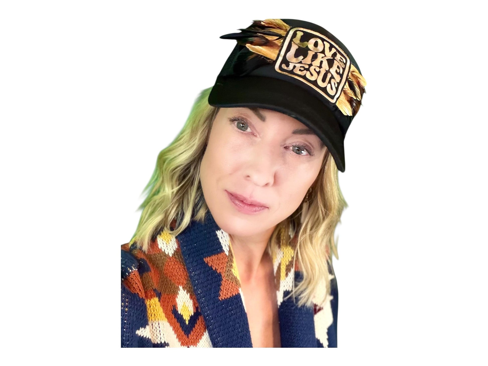 NEW Style Statement “Love Like Jesus” Patchwork Jeweled Trucker Hat
