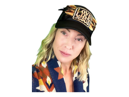 NEW Style Statement “Love Like Jesus” Patchwork Jeweled Trucker Hat