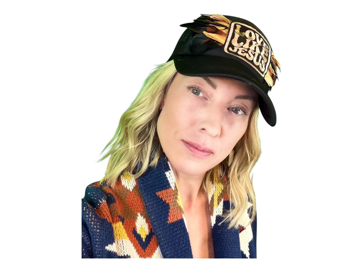 NEW Style Statement “Love Like Jesus” Patchwork Jeweled Trucker Hat