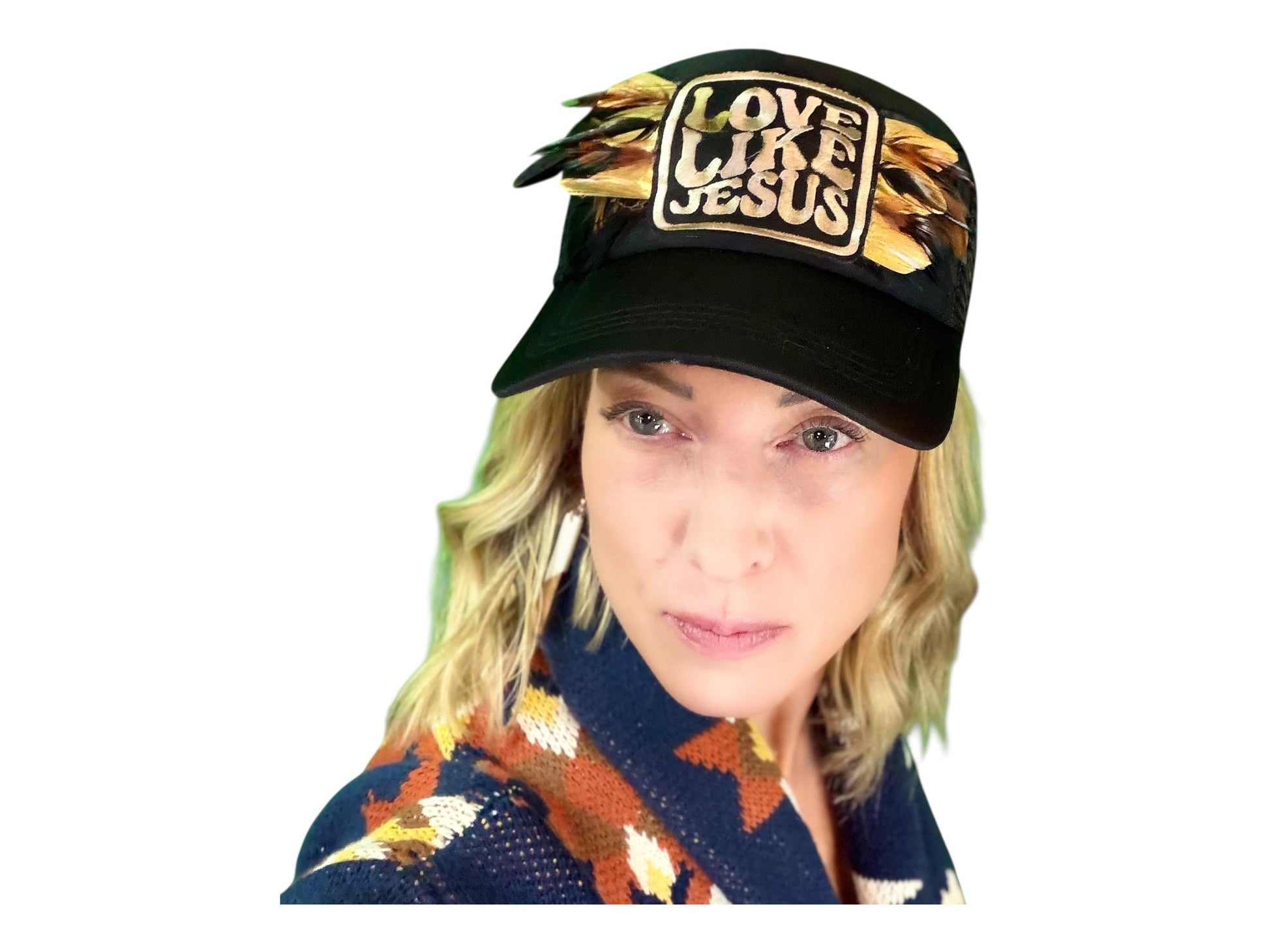 NEW Style Statement “Love Like Jesus” Patchwork Jeweled Trucker Hat