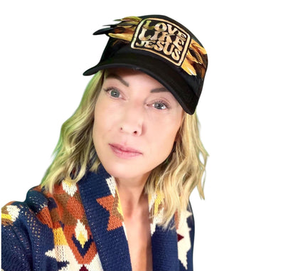 NEW Style Statement “Love Like Jesus” Patchwork Jeweled Trucker Hat
