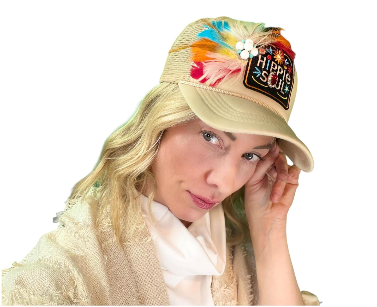 NEW Style Statement “Hippie Soul” Patchwork Jeweled Trucker Hat