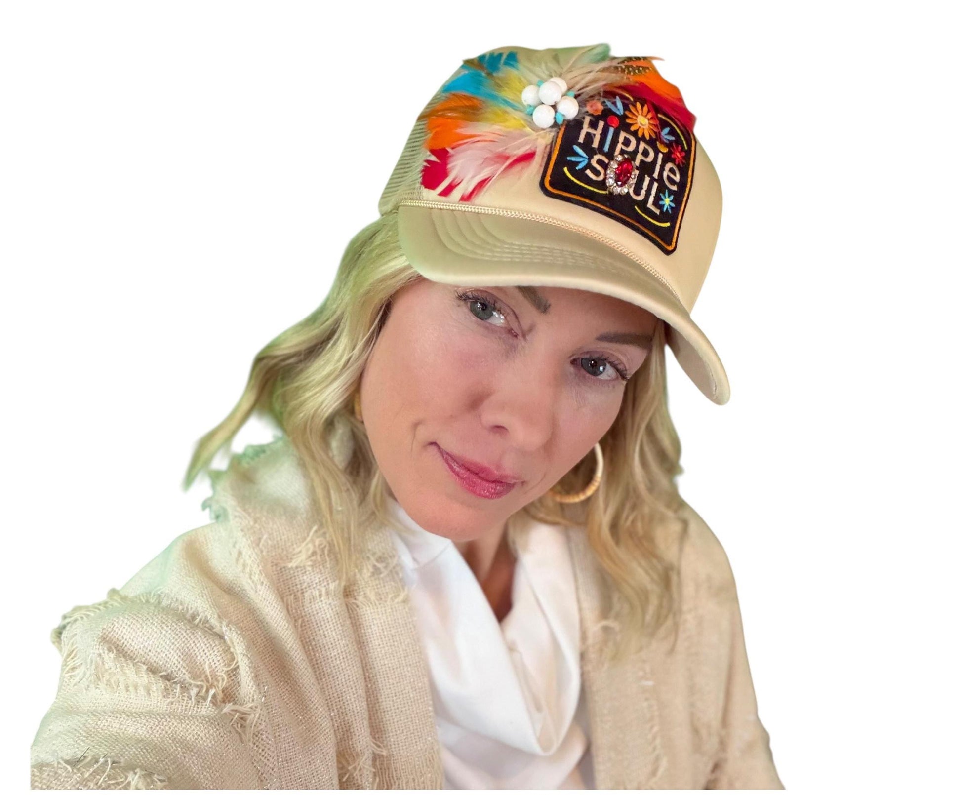 NEW Style Statement “Hippie Soul” Patchwork Jeweled Trucker Hat