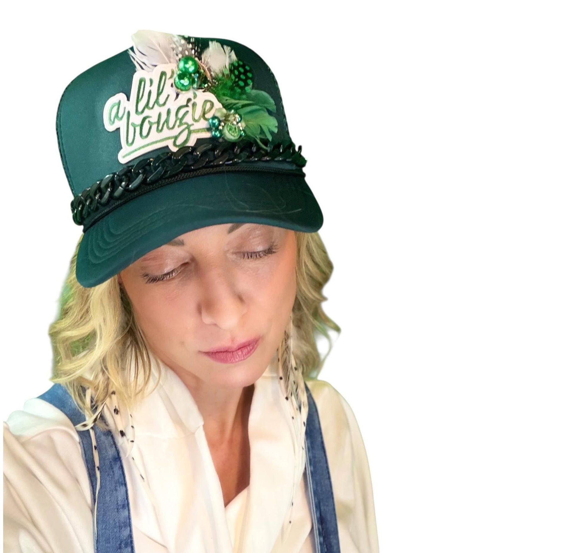 NEW Style Statement “A Lil’ Bougie” Patchwork Jeweled Trucker Hat