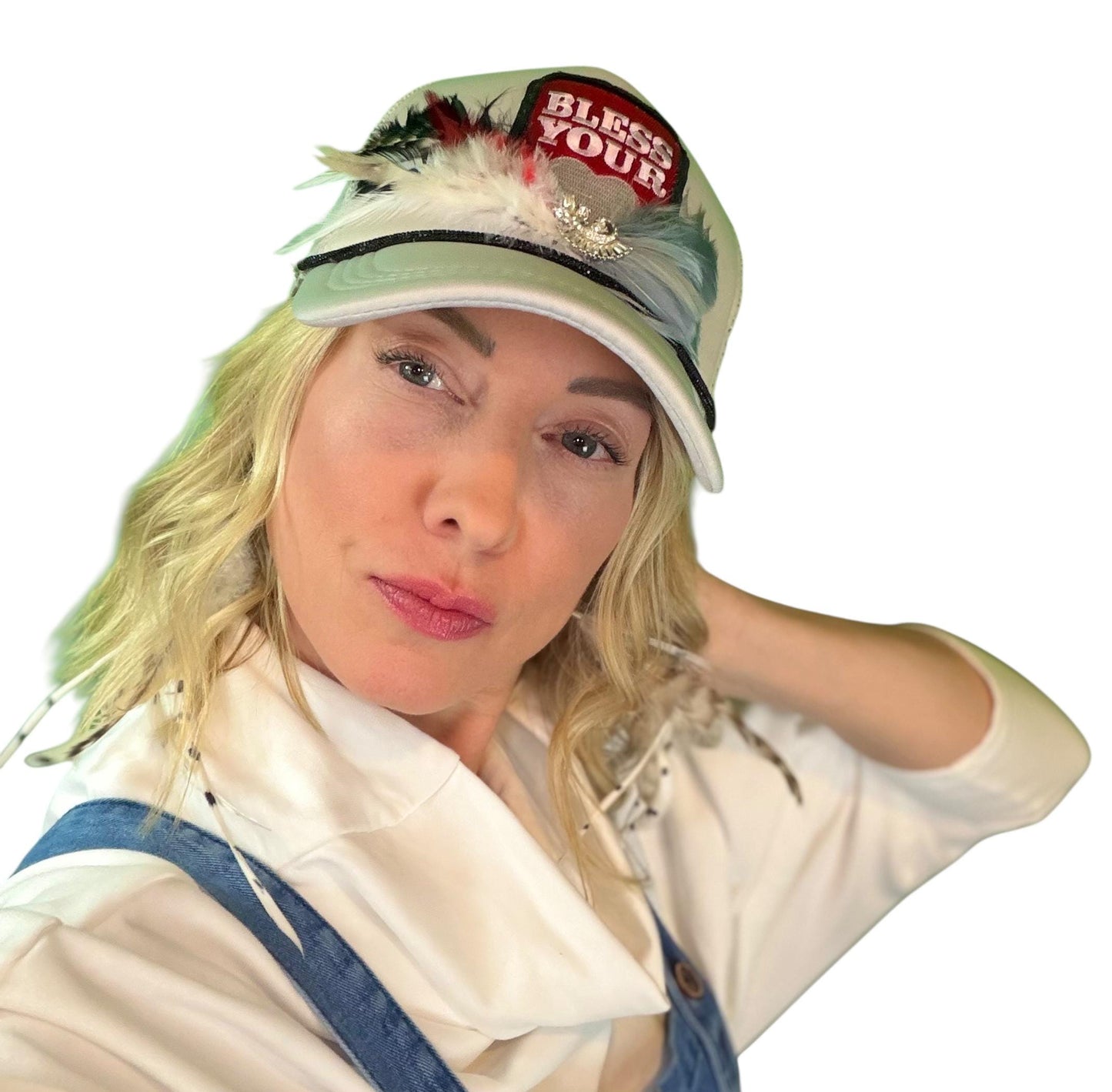 NEW Style Statement “Bless Your Heart” Patchwork Jeweled Trucker Hat