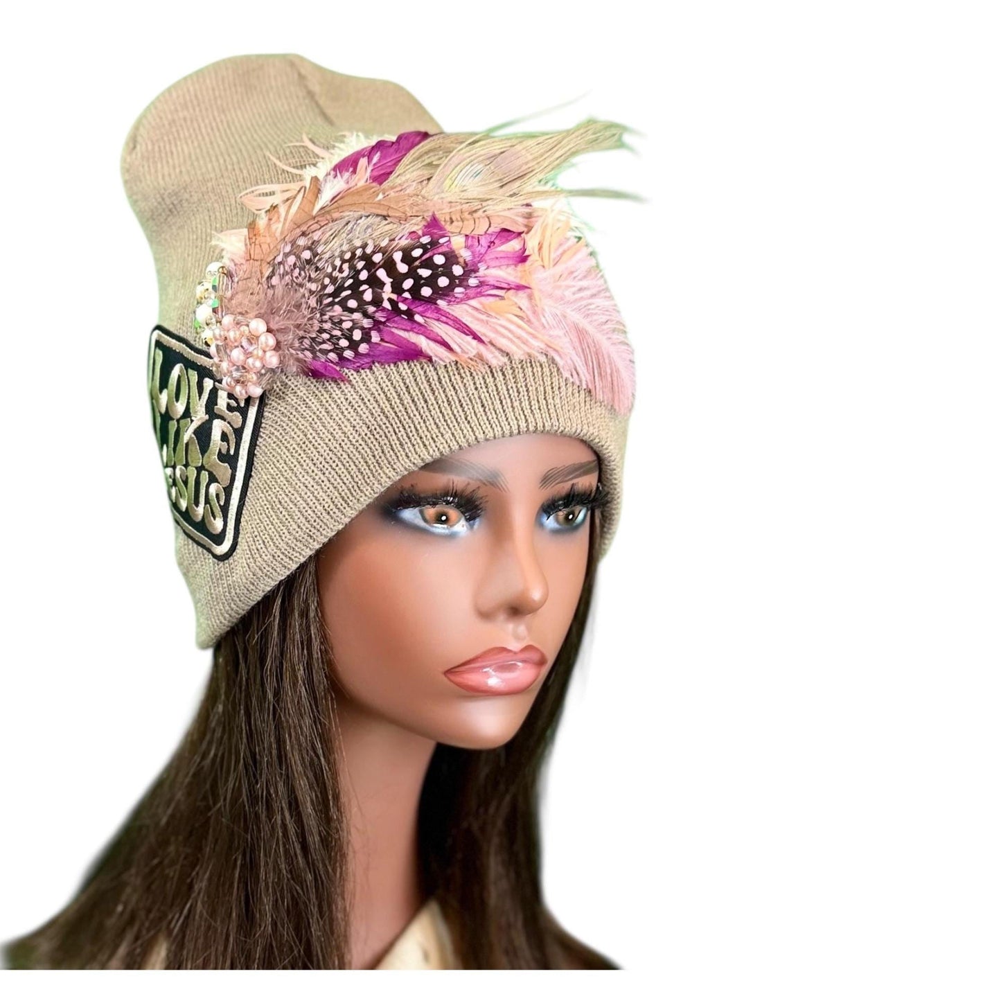 NEW Style Statement “Love Like JESUS” Patchwork Jeweled Designer Winter Hat