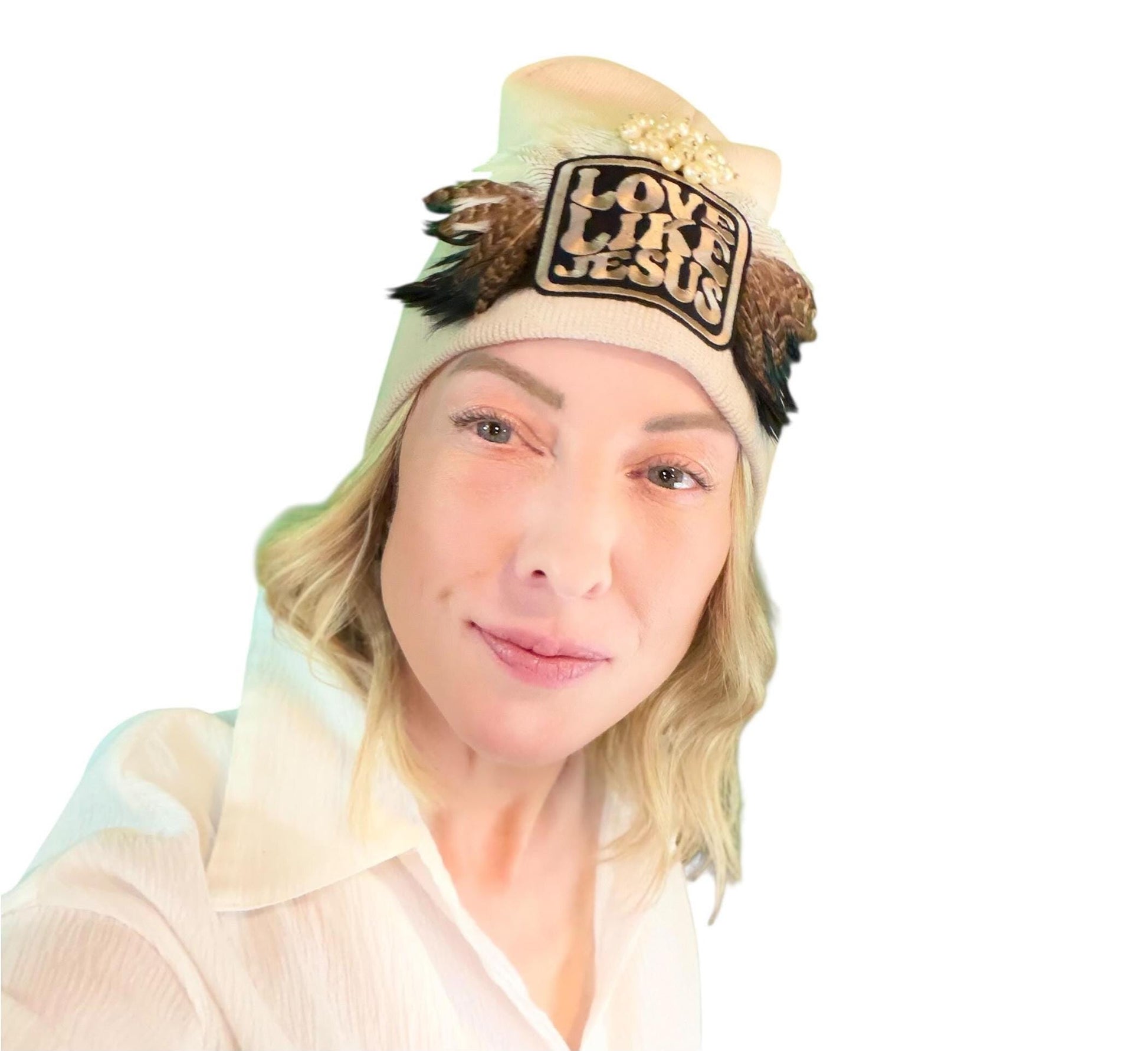 NEW Style Statement “Love Like Jesus” Patchwork Jeweled Fashionable Winter Hat