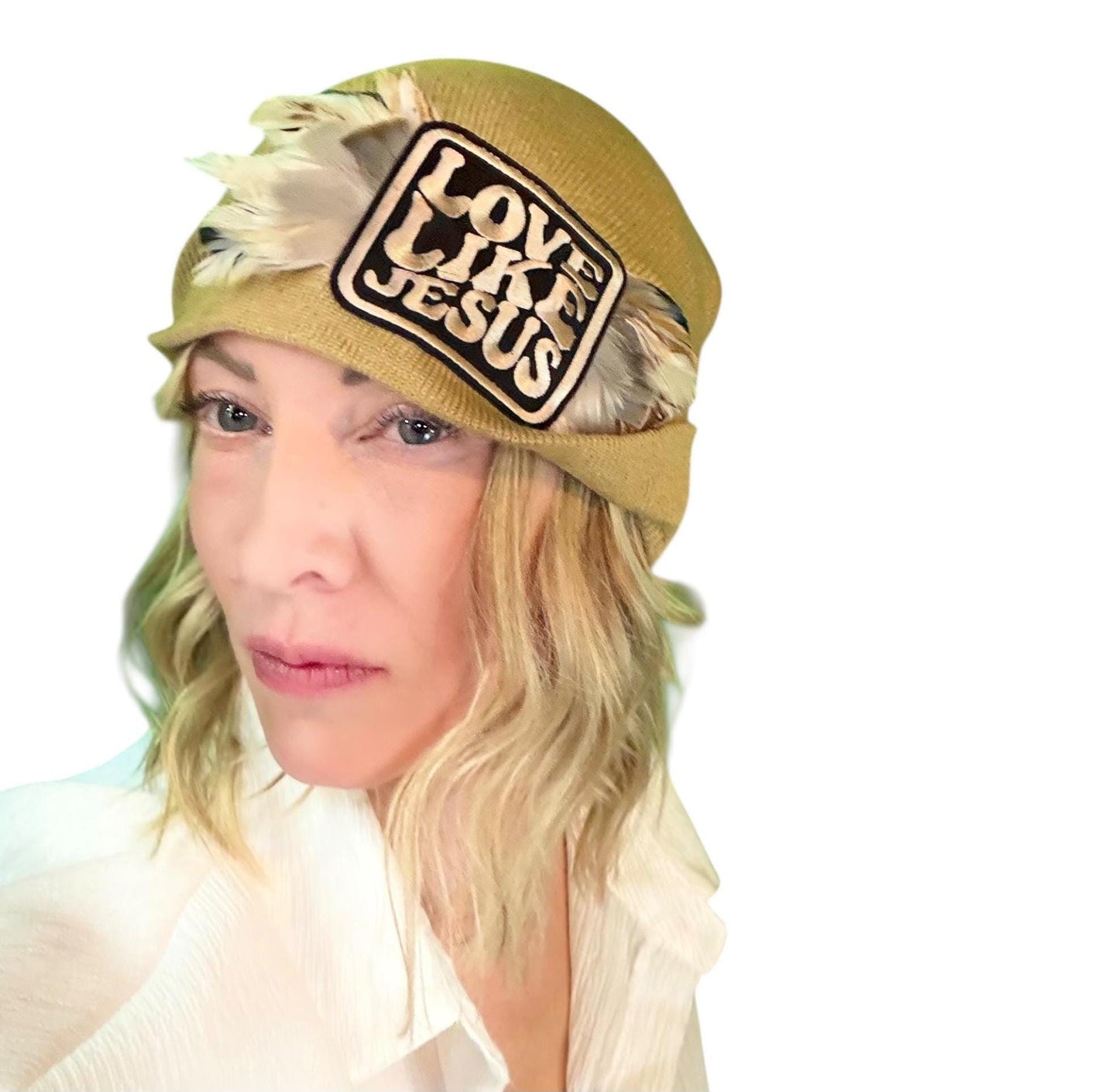 NEW Style Statement “Love Like Jesus” Patchwork Jeweled Fashionable Winter Hat