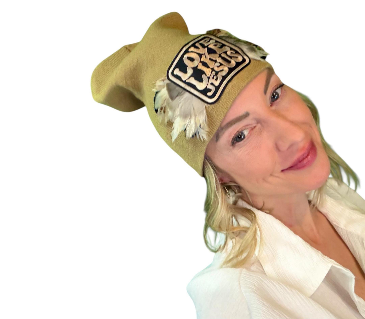 NEW Style Statement “Love Like Jesus” Patchwork Jeweled Fashionable Winter Hat