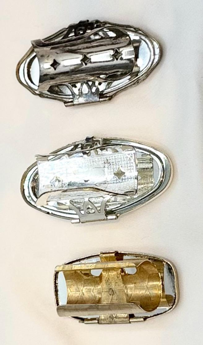 Rare Vintage Silver Statement Lipstick Ring Holder with Flip-up Mirror
