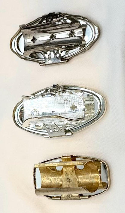 Rare Vintage Silver Statement Lipstick Ring Holder with Flip-up Mirror