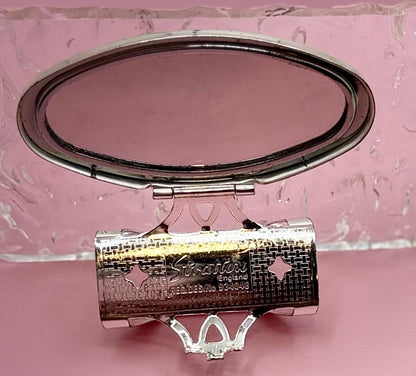 Rare Vintage Silver Statement Lipstick Ring Holder with Flip-up Mirror
