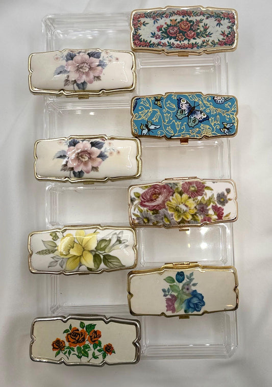 Vintage Rectangle Series of Statement Lipstick Holders with Flip-Up Mirror - Lip gloss travel carrier